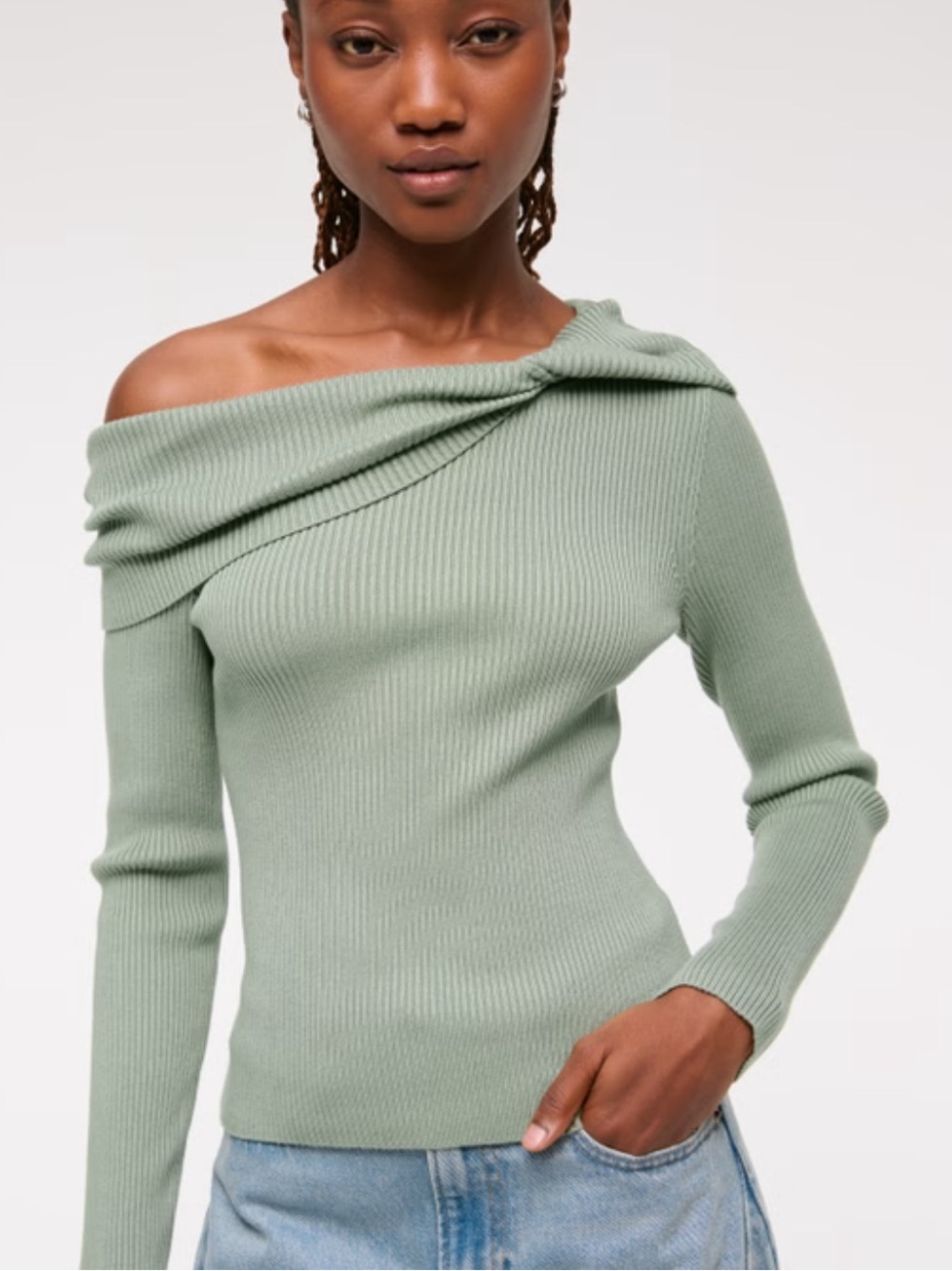 Abercrombie Asymmetrical Twist Top Sweater Green Size Medium